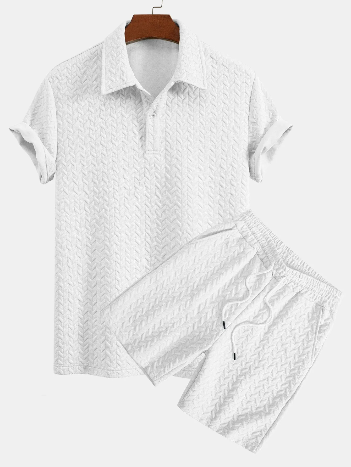 Geometric Jacquard Polo & Geometric Jacquard Shorts sold by Hoooyi product image thumbnail 4