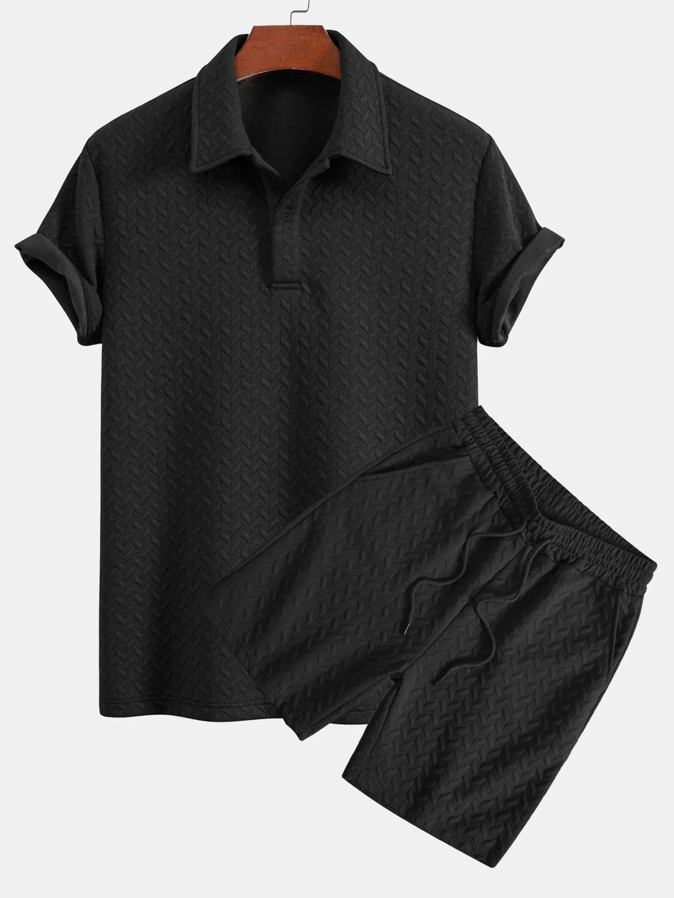 Geometric Jacquard Polo & Geometric Jacquard Shorts sold by Hoooyi product image thumbnail 2