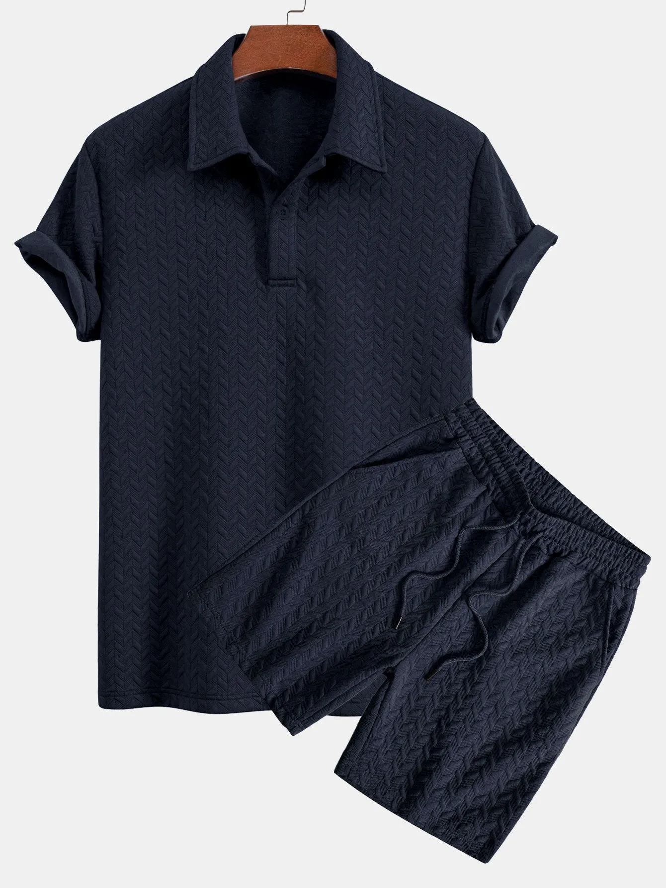 Geometric Jacquard Polo & Geometric Jacquard Shorts sold by Hoooyi product image thumbnail 5