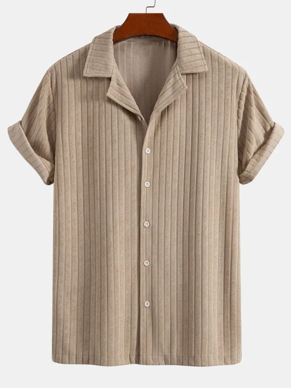 Striped Terry Cuban Shirt sold by Hoooyi