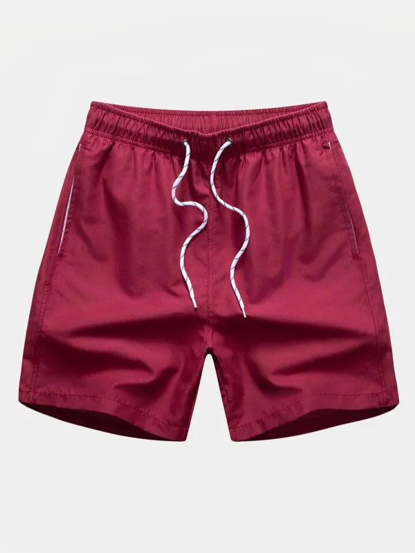Solid Drawstring Swim Shorts sold by Hoooyi