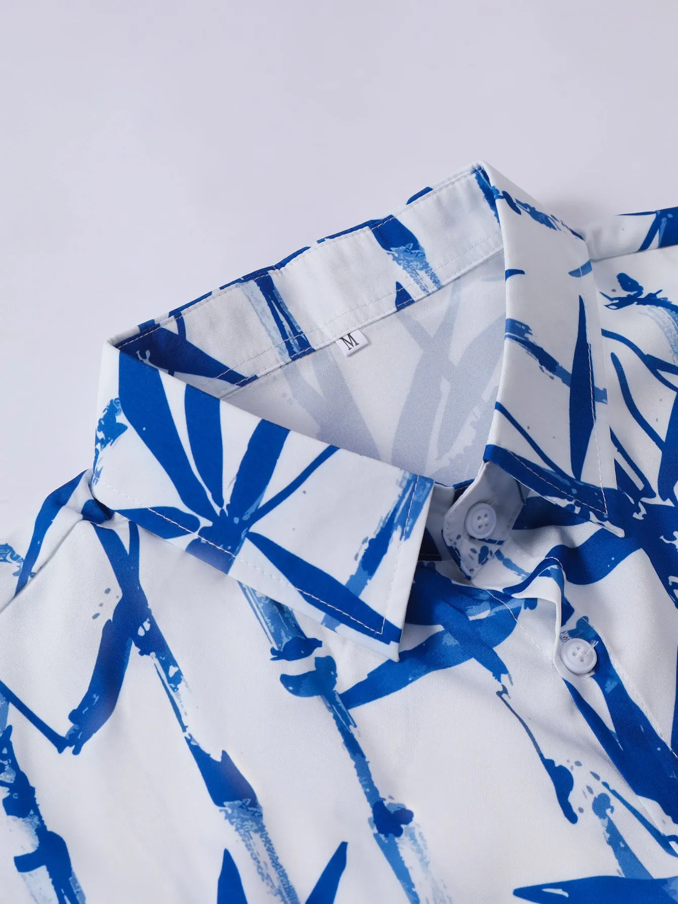 Oriental Ink Bamboo Print Button Up Shirt sold by Hoooyi product image thumbnail 3