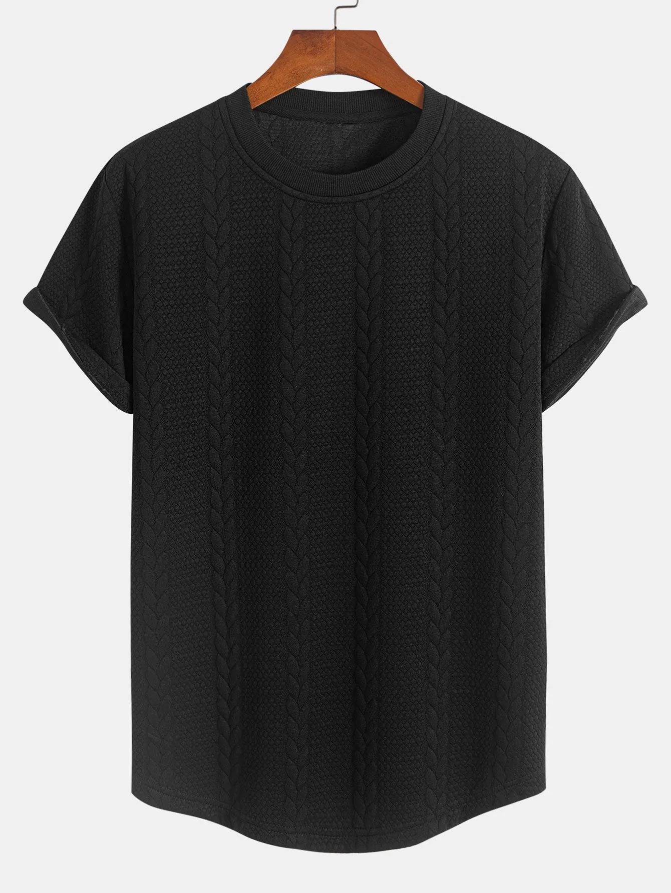 Twist Jacquard Arc Hem T-Shirt sold by Hoooyi product image thumbnail 3