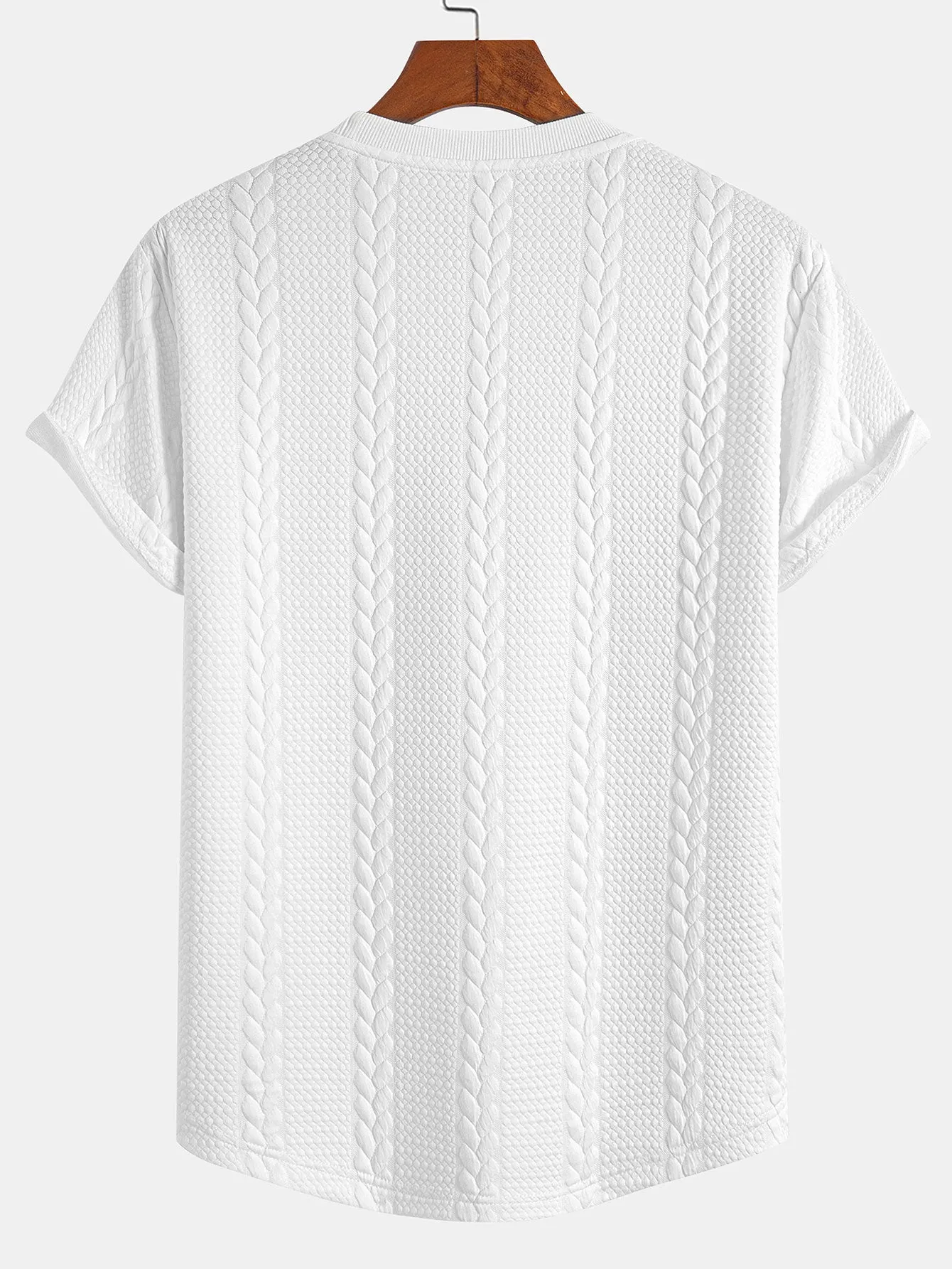 Twist Jacquard Arc Hem T-Shirt sold by Hoooyi product image thumbnail 2