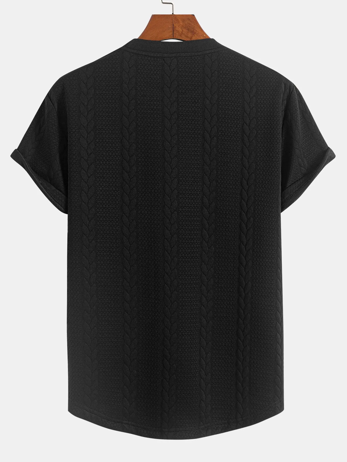 Twist Jacquard Arc Hem T-Shirt sold by Hoooyi product image thumbnail 4