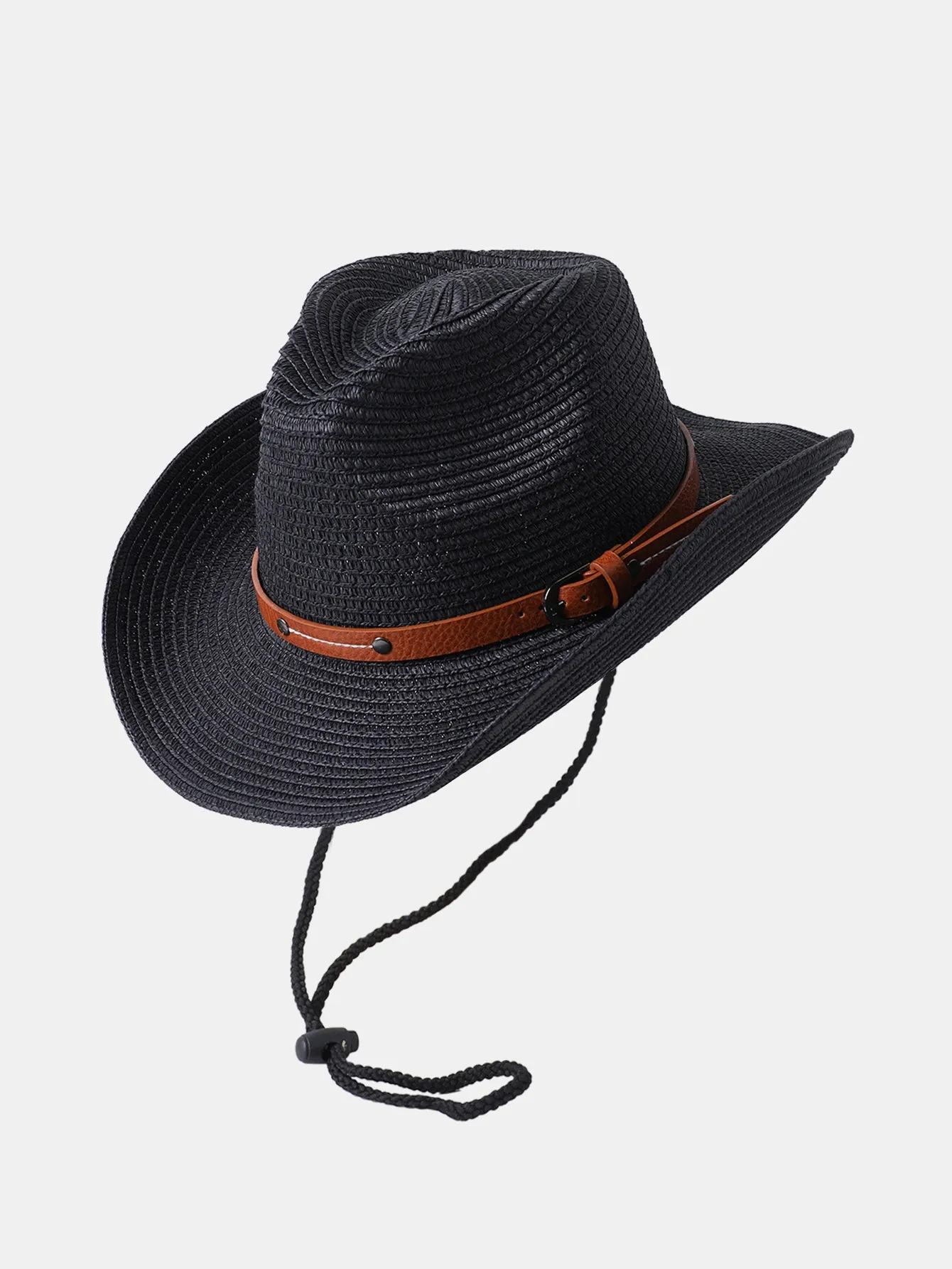 Western Cowboy Style Sun Visor Breathable Straw Hat sold by Hoooyi