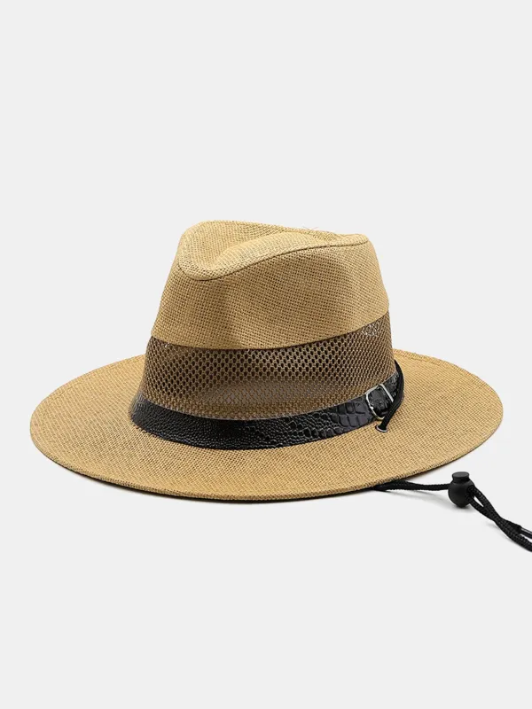 Summer Hollow Mesh Breathable Straw Hat sold by Hoooyi