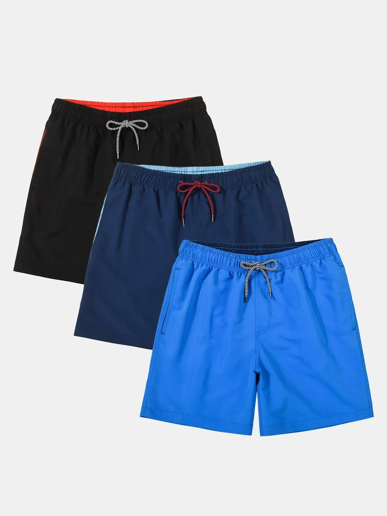 3 Pieces Contrast Waistband Swim Shorts sold by Hoooyi