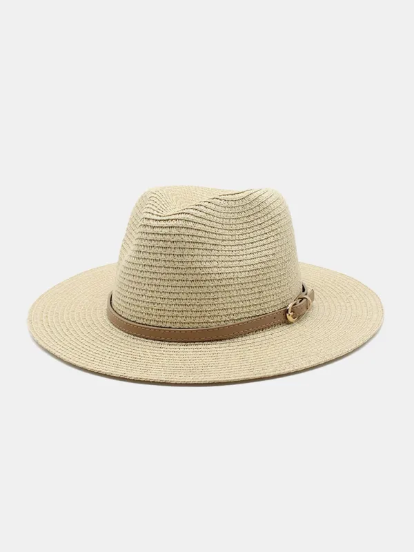 Summer Beach Wide Brim Panama Hat Straw Hat sold by Hoooyi