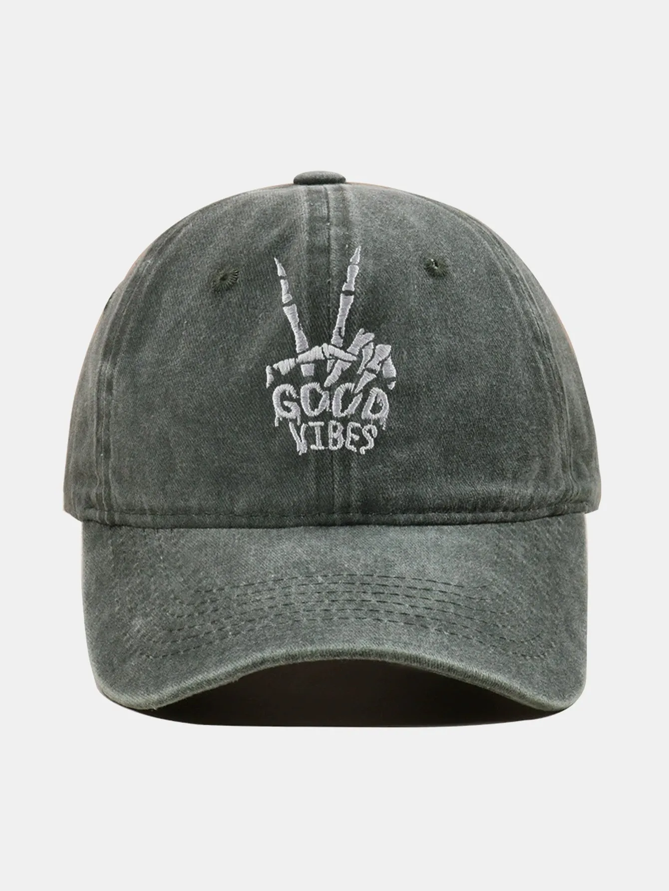 Skull Embroidery Pattern Vintage Distressed Washable Baseball Cap sold by Hoooyi