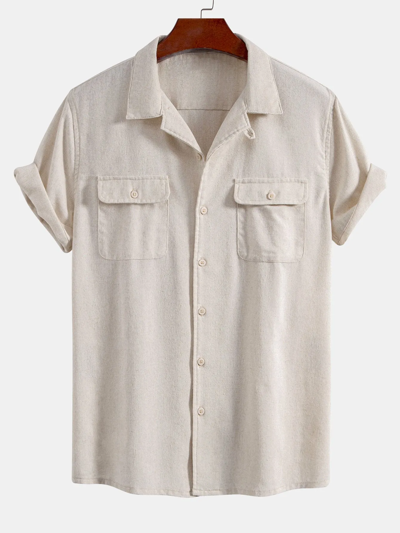 Linen Cuban Shirt With Pockets sold by Hoooyi