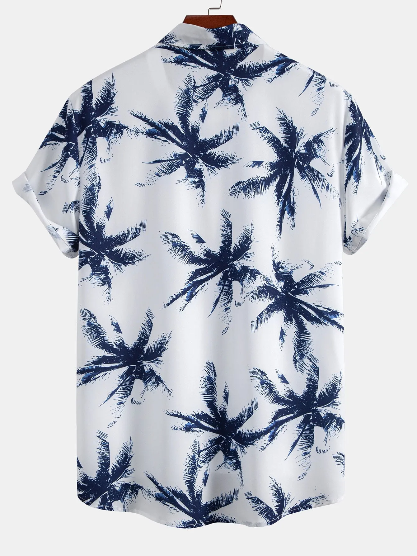 Palm Tree Print Button Up Shirt & Man Mid Length Drawstring Swim Shorts sold by Hoooyi product image thumbnail 4