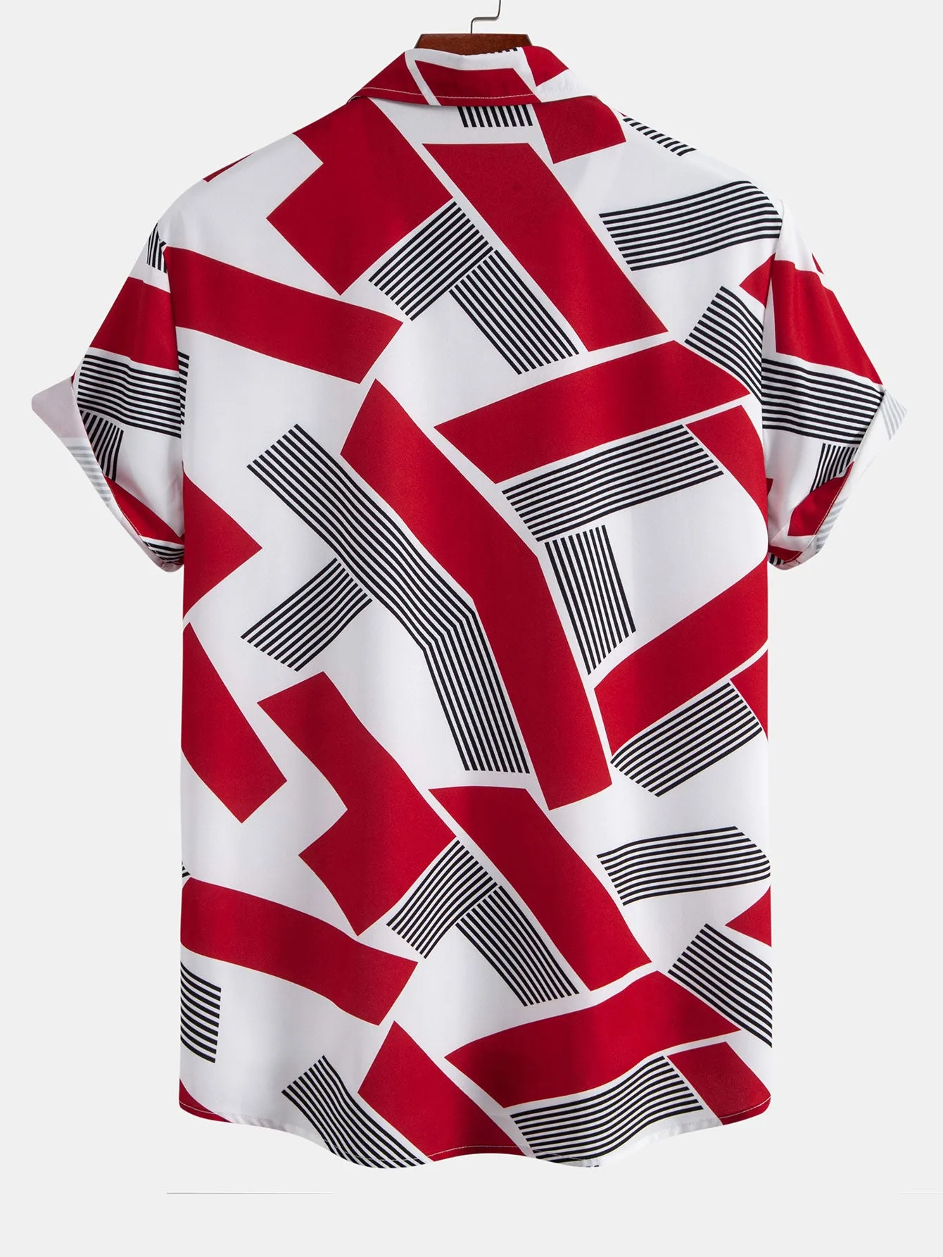 Color Block Geometry Print Button Up Shirt sold by Hoooyi product image thumbnail 4