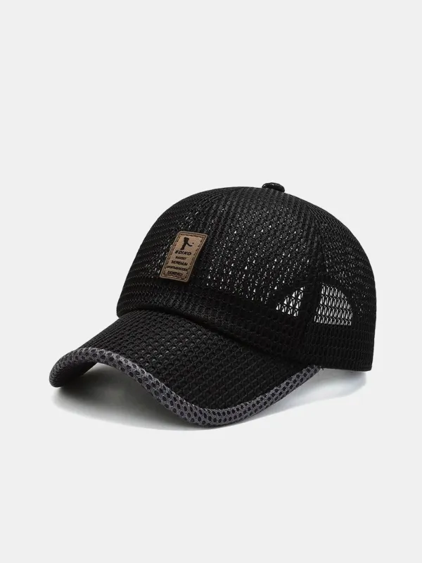 Solid Color Patch Hollow Mesh Nylon Baseball Cap sold by Hoooyi