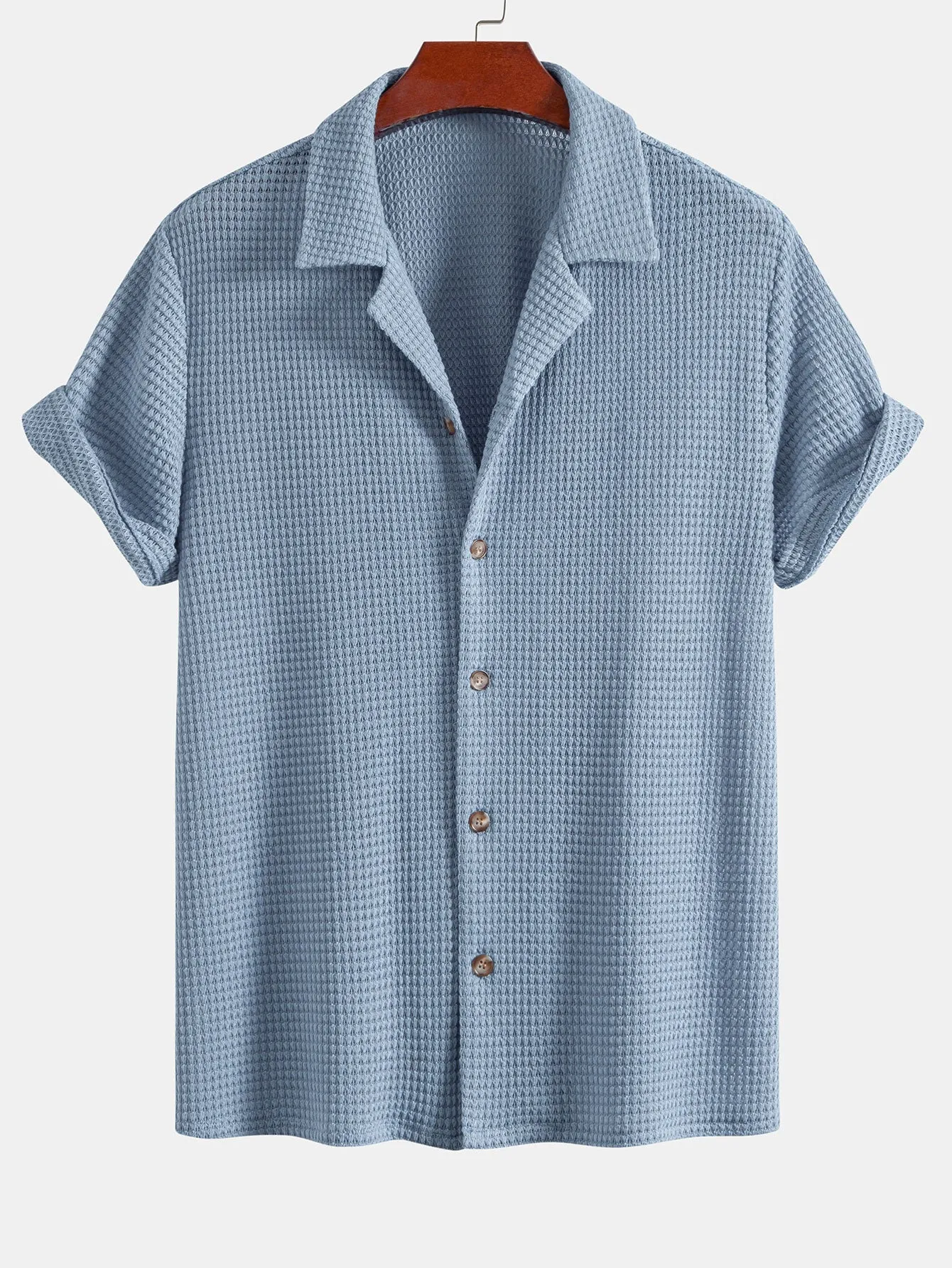 Textured Cuban Shirt & Linen Cotton Blend Drawstring Shorts sold by Hoooyi product image thumbnail 5