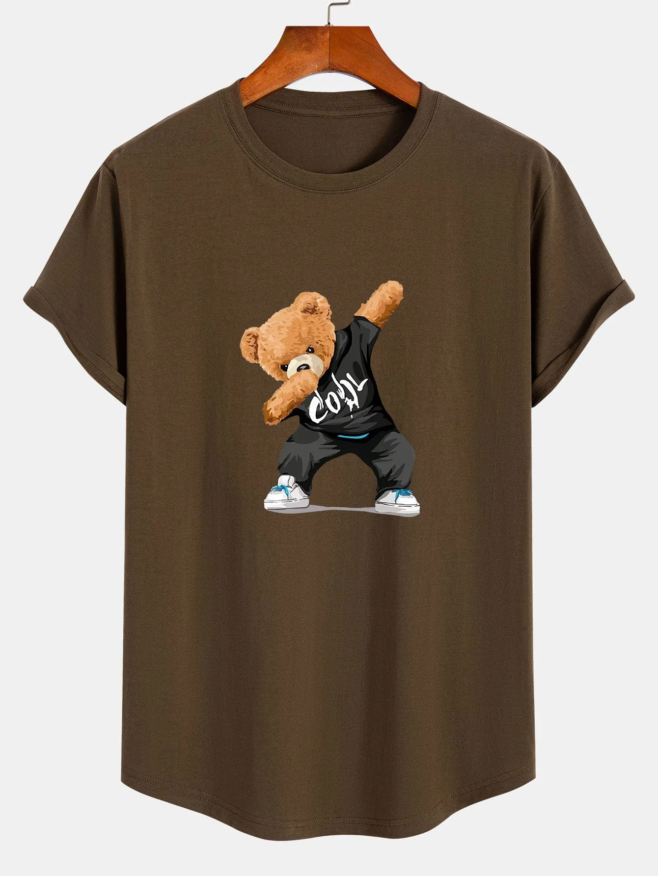Cool Bear Print Cotton Arc Hem T-Shirt sold by Hoooyi product image thumbnail 4