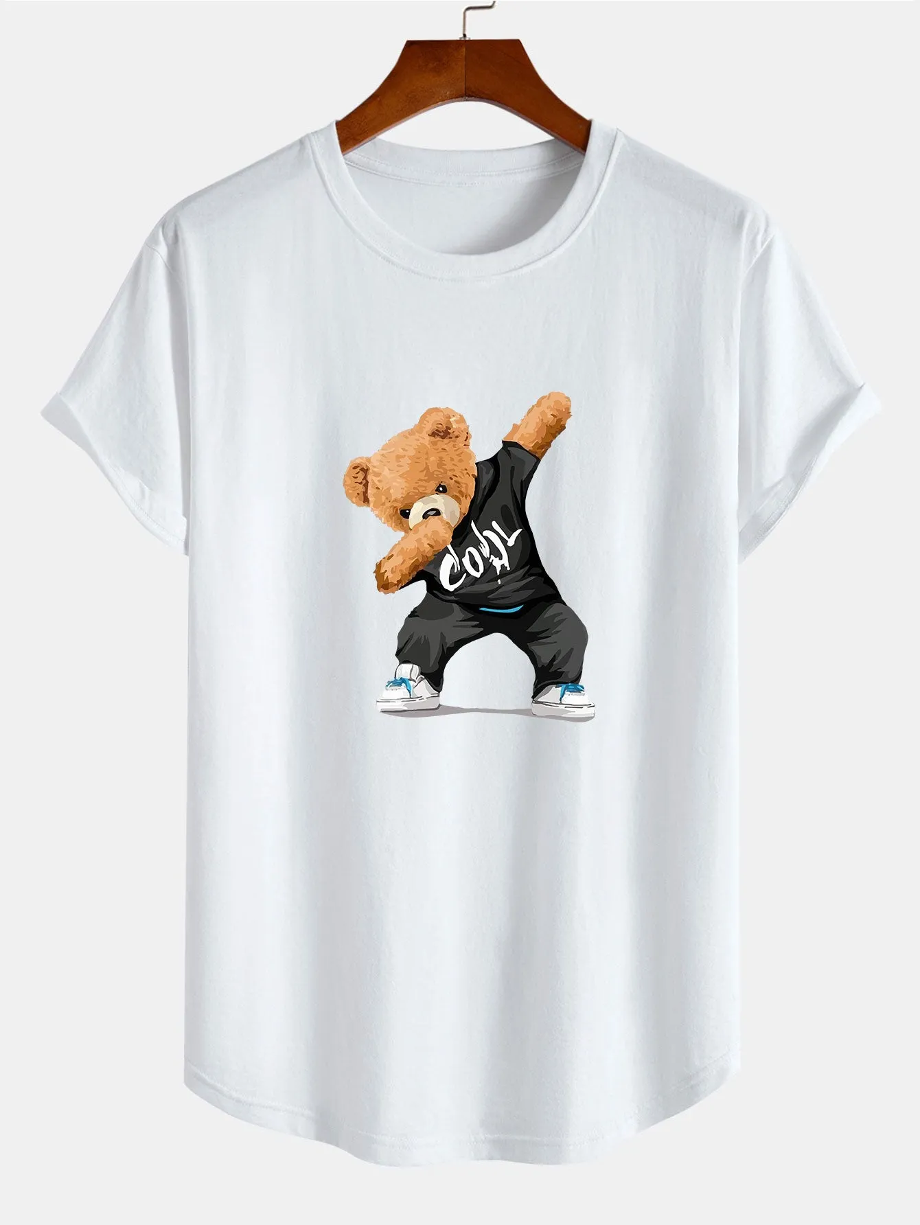 Cool Bear Print Cotton Arc Hem T-Shirt sold by Hoooyi product image thumbnail 2