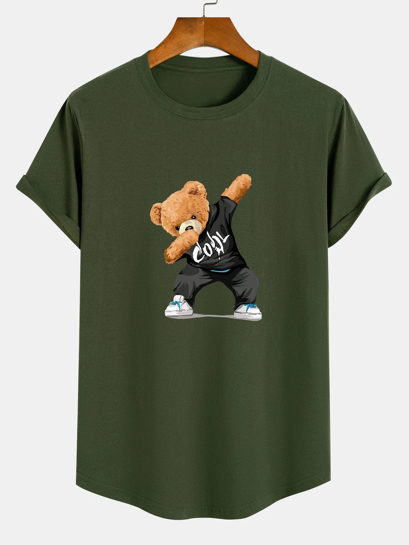 Cool Bear Print Cotton Arc Hem T-Shirt sold by Hoooyi product image thumbnail 5