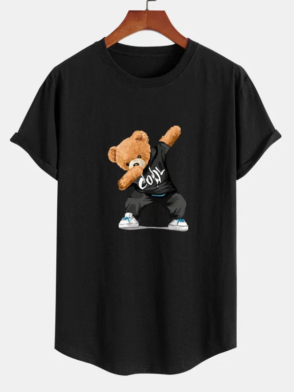 Cool Bear Print Cotton Arc Hem T-Shirt sold by Hoooyi