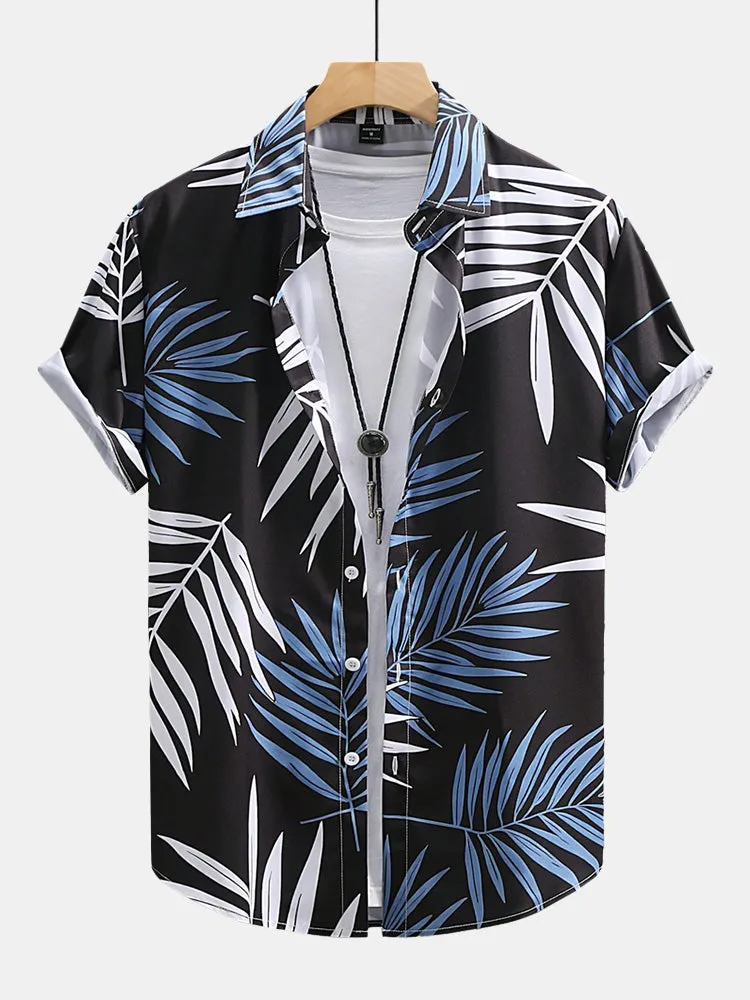 Tropical Leaves Print Button Up Shirt & Swim Shorts sold by Hoooyi product image thumbnail 3