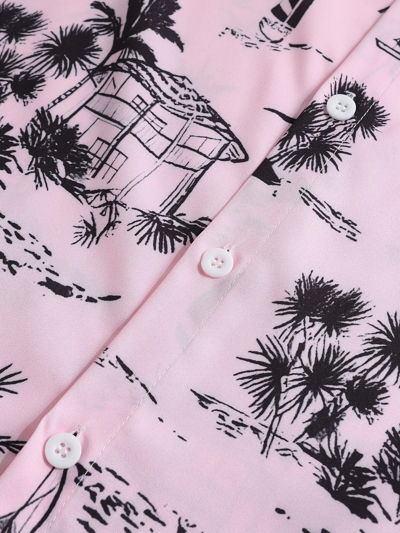 Palm Tree Sailboat Print Button Up Shirt sold by Hoooyi product image thumbnail 3