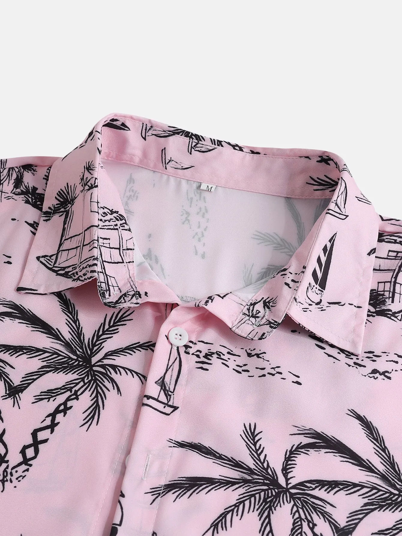 Palm Tree Sailboat Print Button Up Shirt sold by Hoooyi product image thumbnail 5