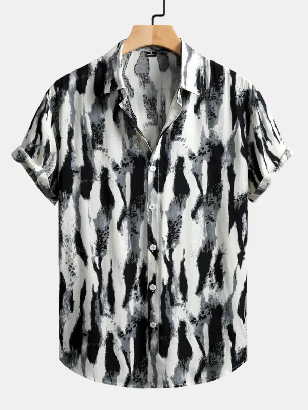 Brushstroke Print Button Up Shirt sold by Hoooyi