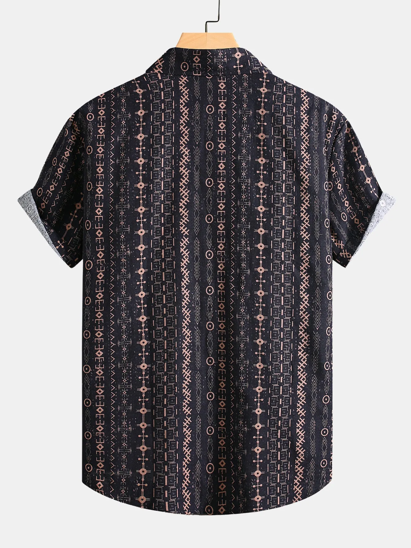 Linen Look Ethnic Geometric Print Button Up Shirt sold by Hoooyi product image thumbnail 2