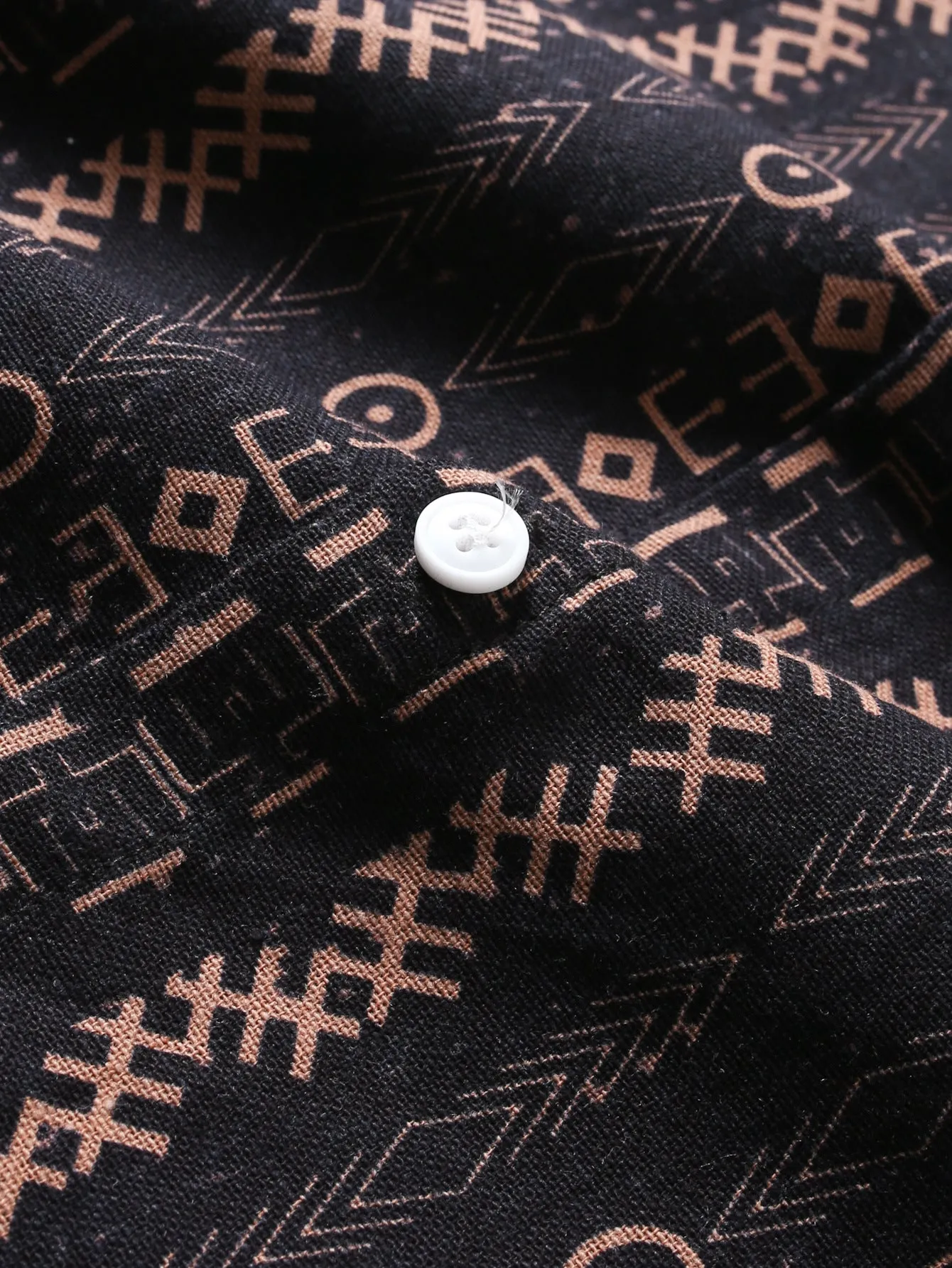 Linen Look Ethnic Geometric Print Button Up Shirt sold by Hoooyi product image thumbnail 4