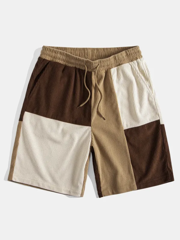 Colorblock Corduroy Shorts sold by Hoooyi