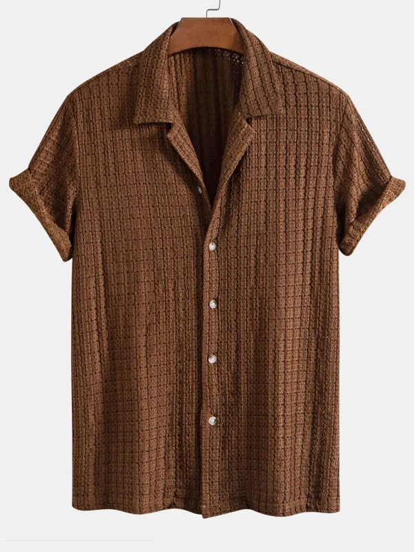 Texture Jacquard Cuban Shirt sold by Hoooyi