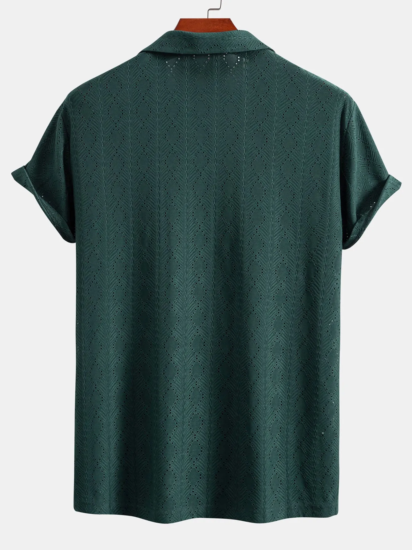 Muscle Fit Diamond Texture Cuban Shirt sold by Hoooyi product image thumbnail 4