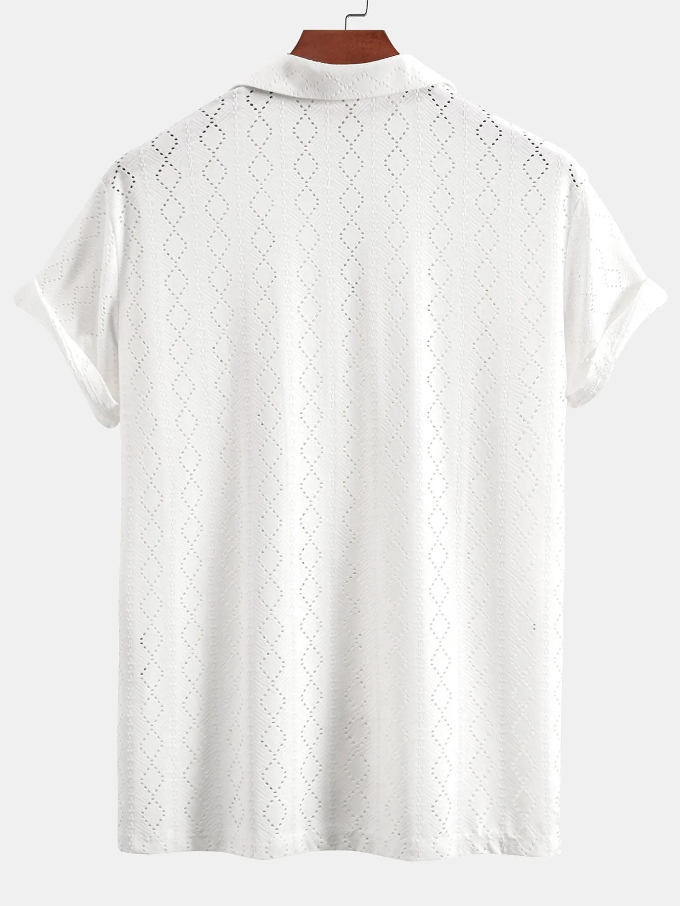 Muscle Fit Diamond Texture Cuban Shirt sold by Hoooyi product image thumbnail 2