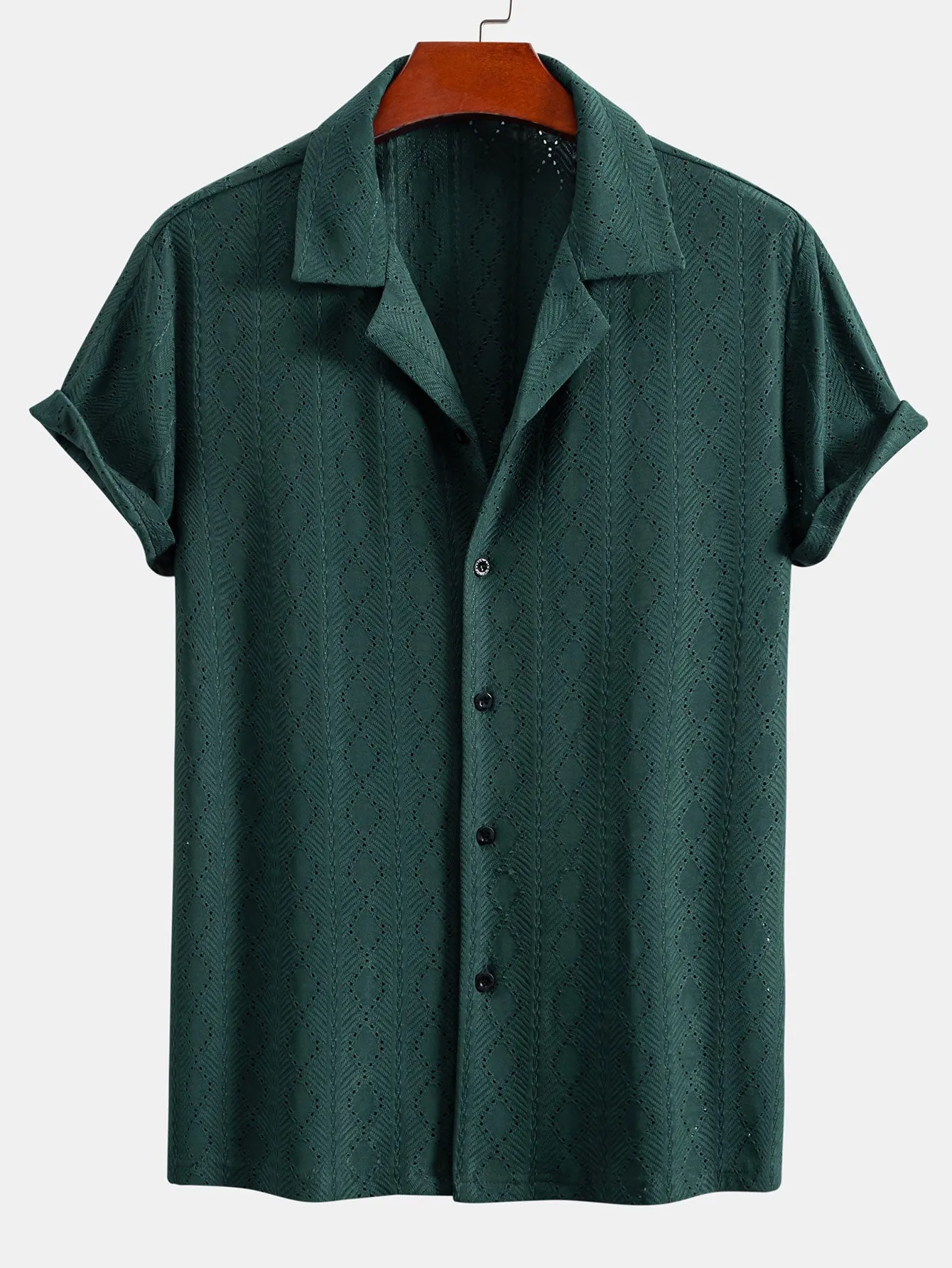 Muscle Fit Diamond Texture Cuban Shirt sold by Hoooyi product image thumbnail 3