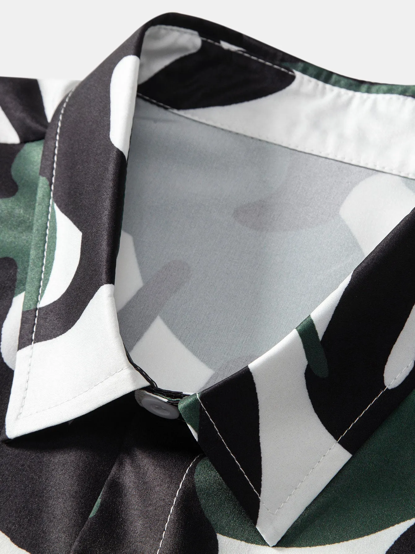 Colorblock Print Button Up Shirt & Swim Shorts sold by Hoooyi product image thumbnail 4