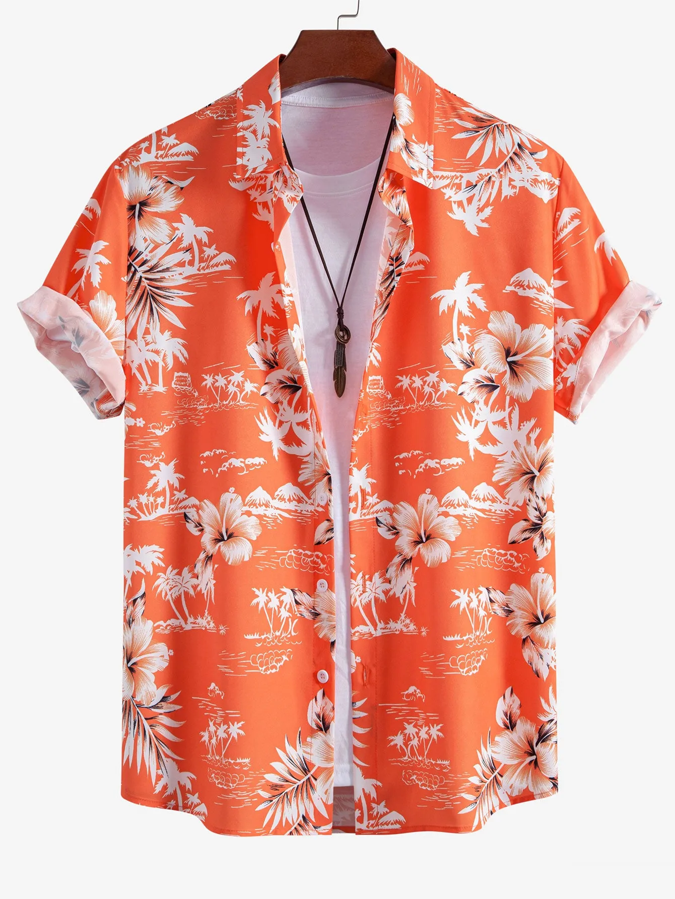 Palm Tree Tropical Flora Print Button Up Shirt & Swim Shorts sold by Hoooyi product image thumbnail 3