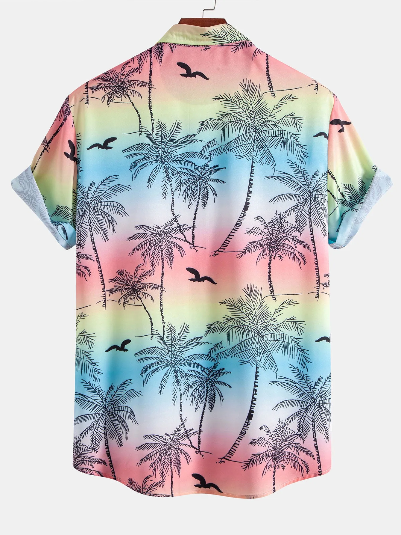 Palm Tree Seagull Print Button Up Shirt sold by Hoooyi product image thumbnail 2