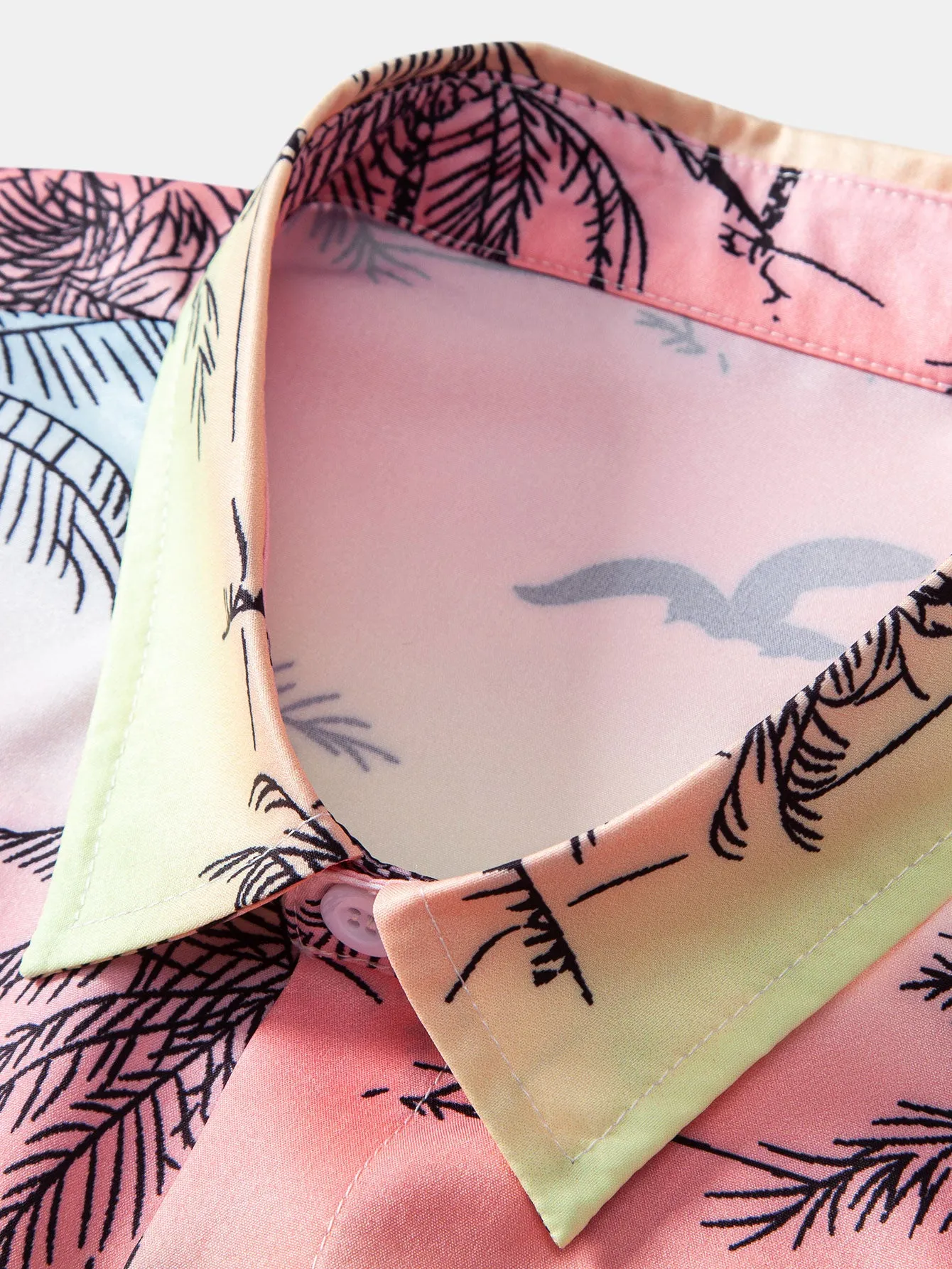 Palm Tree Seagull Print Button Up Shirt sold by Hoooyi product image thumbnail 3