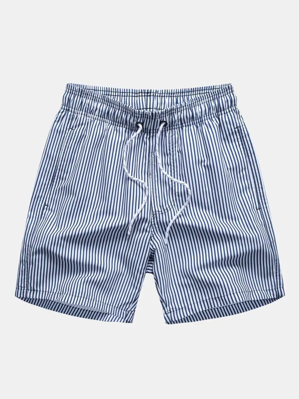 Stripe Print Swim Shorts sold by Hoooyi