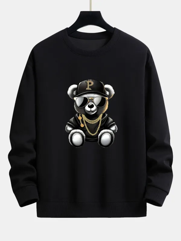 Hip Hop Bear Print Relax Fit Sweatshirt sold by Hoooyi