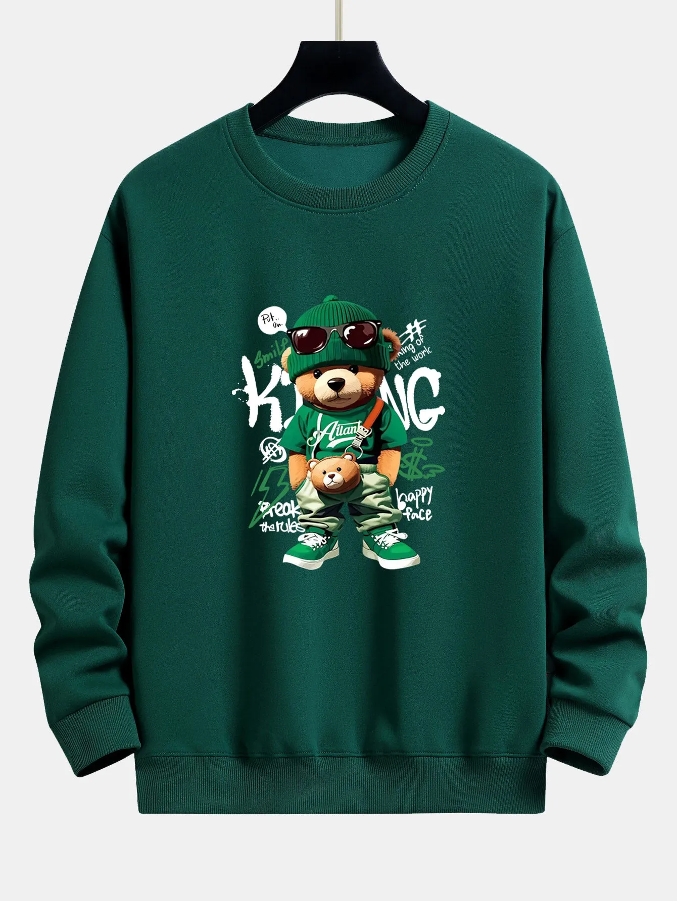 Graffiti Bear Print Relax Fit Sweatshirt sold by Hoooyi