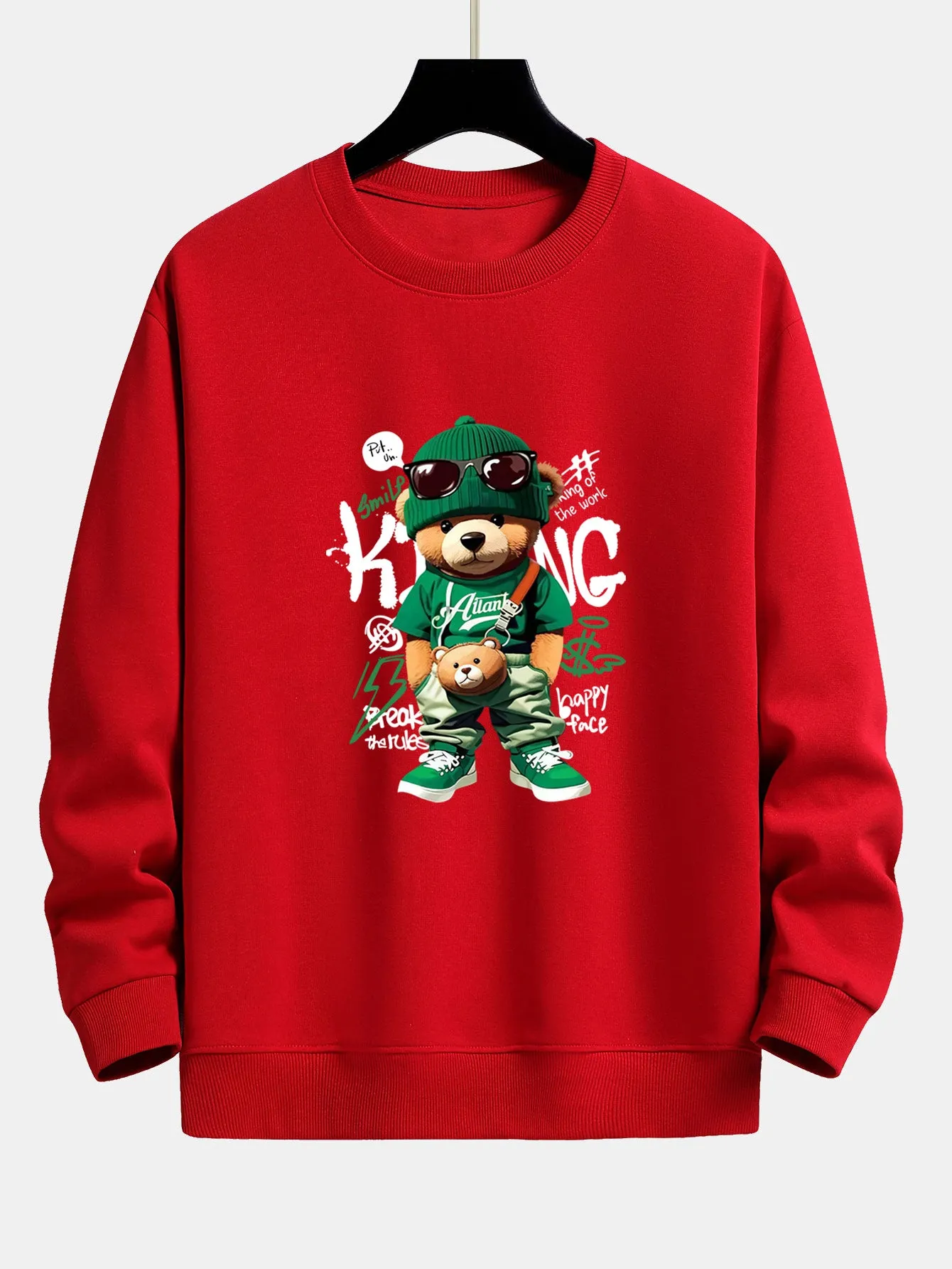 Graffiti Bear Print Relax Fit Sweatshirt sold by Hoooyi product image thumbnail 3