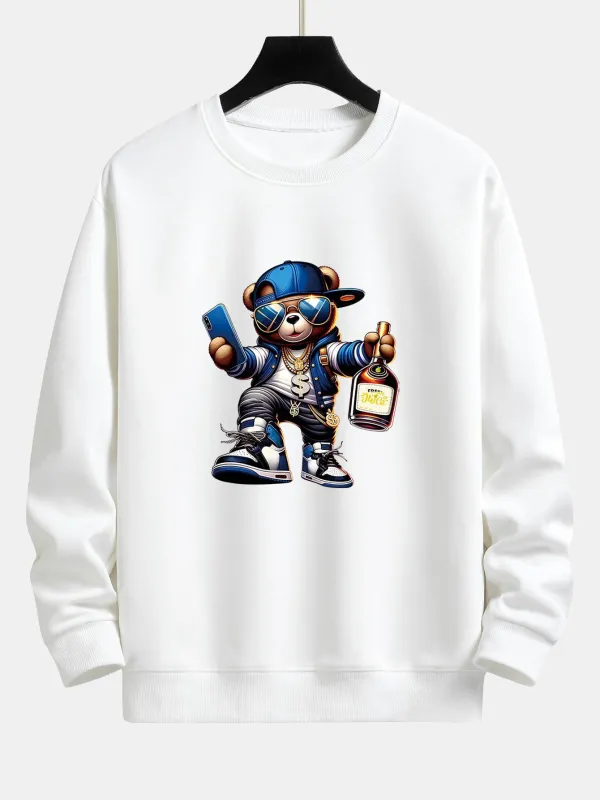Hip Hop Bear Print Relax Fit Sweatshirt sold by Hoooyi