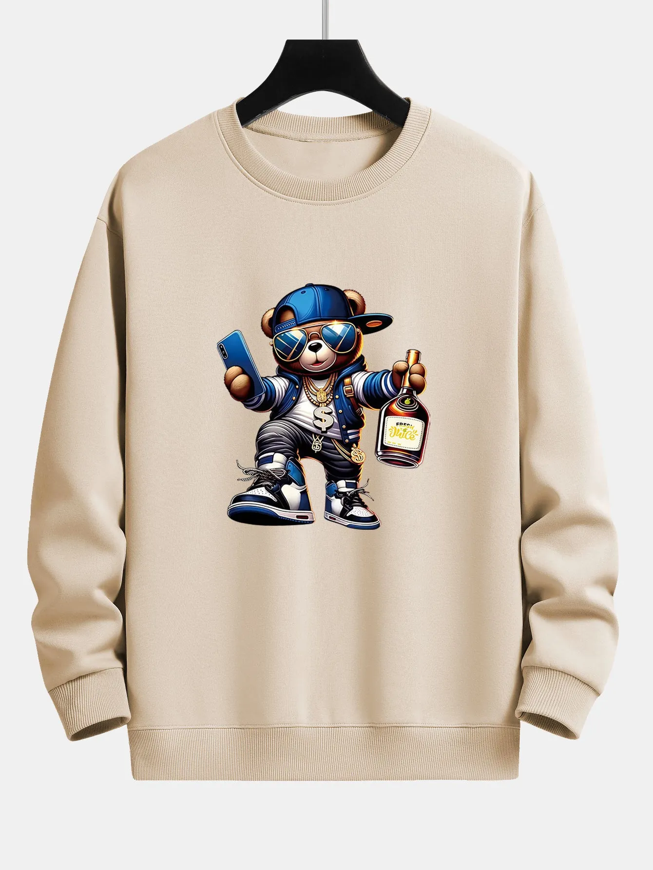 Hip Hop Bear Print Relax Fit Sweatshirt sold by Hoooyi product image thumbnail 3