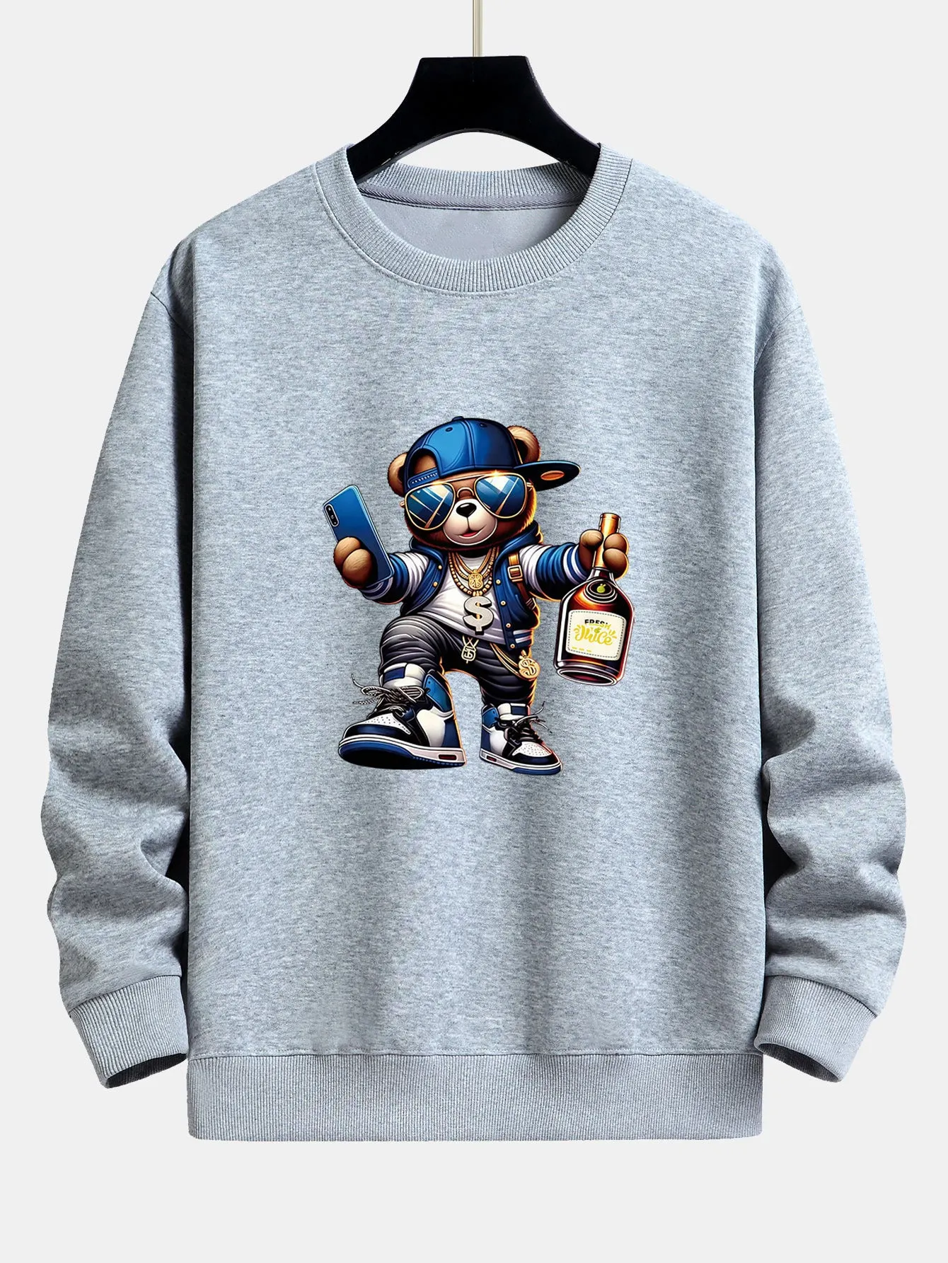 Hip Hop Bear Print Relax Fit Sweatshirt sold by Hoooyi product image thumbnail 4