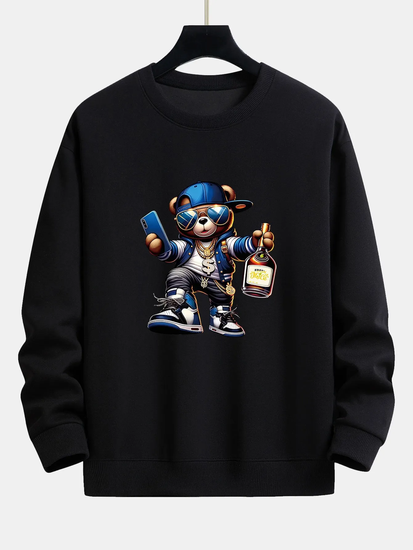 Hip Hop Bear Print Relax Fit Sweatshirt sold by Hoooyi product image thumbnail 5