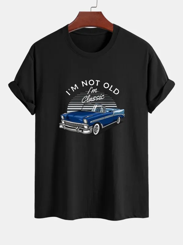 Regular Fit Car Slogan Print Cotton T-Shirt made by Hoooyi