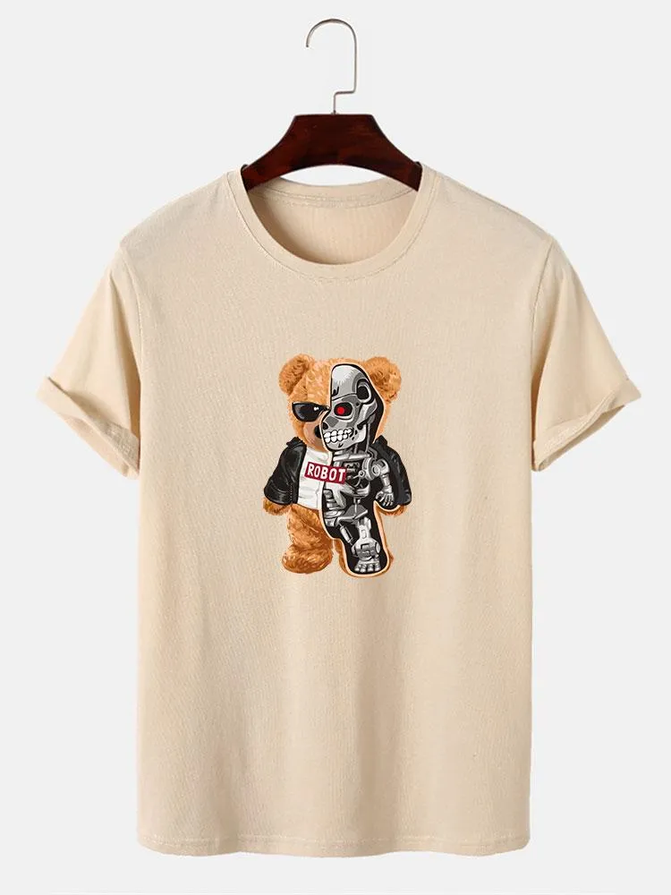 Mechanical Bear Print T-Shirt sold by Hoooyi product image thumbnail 4