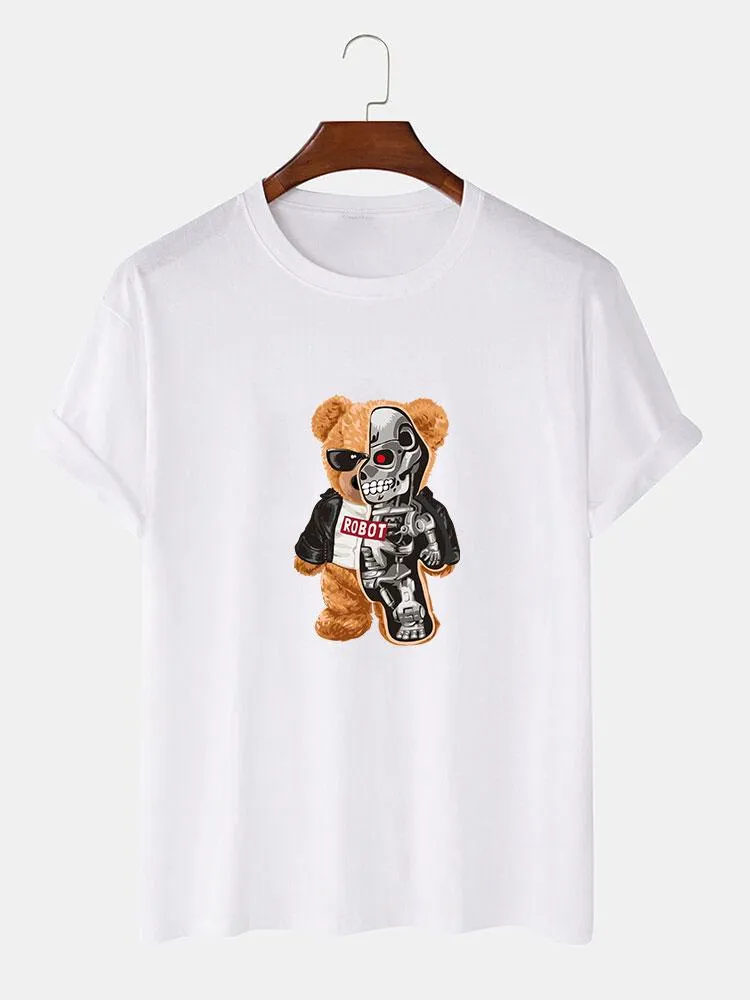Mechanical Bear Print T-Shirt sold by Hoooyi product image thumbnail 2