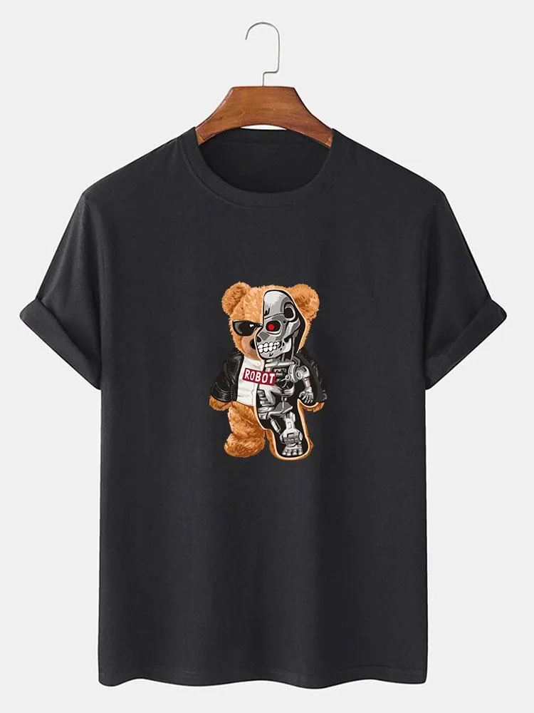 Mechanical Bear Print T-Shirt sold by Hoooyi
